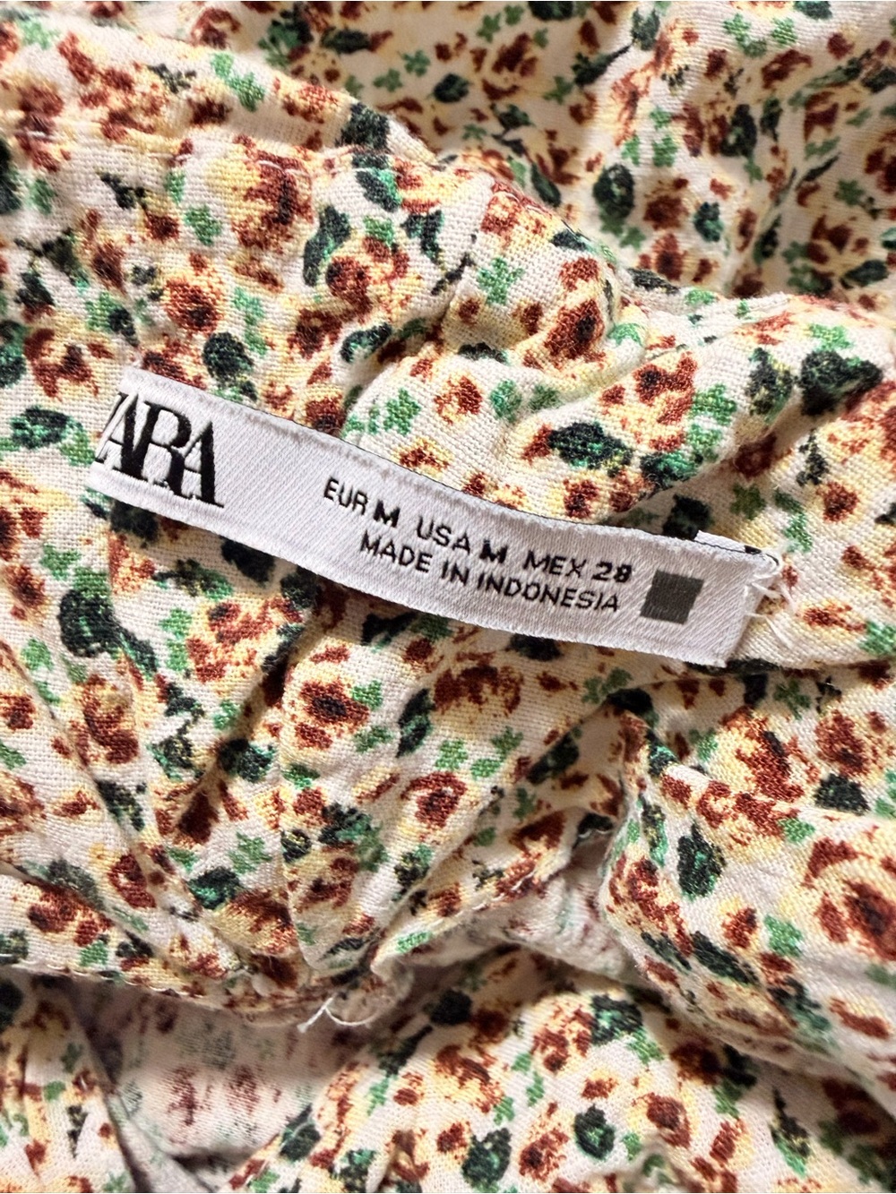 ZARA Floral Ruched Ruffle Mini Dress Size M - Picture 5 of 5